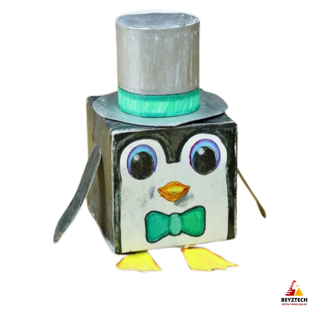 Origami ile Işıklı ve Hareketli Küp Penguen: Kağıt Devre Seti